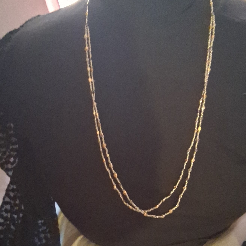Elegant Gold and Silver Beaded Necklace